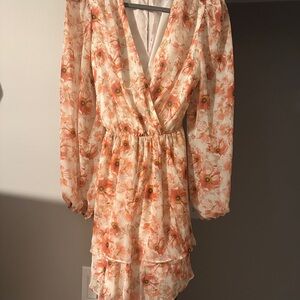 Floral V-Neck Long Sleeve Romper